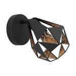 Eglo Wall Light Carlton 7 Steel Black Copper | IP20 - Suitable for 1x E27
