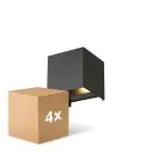 Multipack 4x D'Lite LED Wall Light Elingen Aluminium Black 4.9W 290lm - 830 Warm White | IP65 -  Light Sensor
